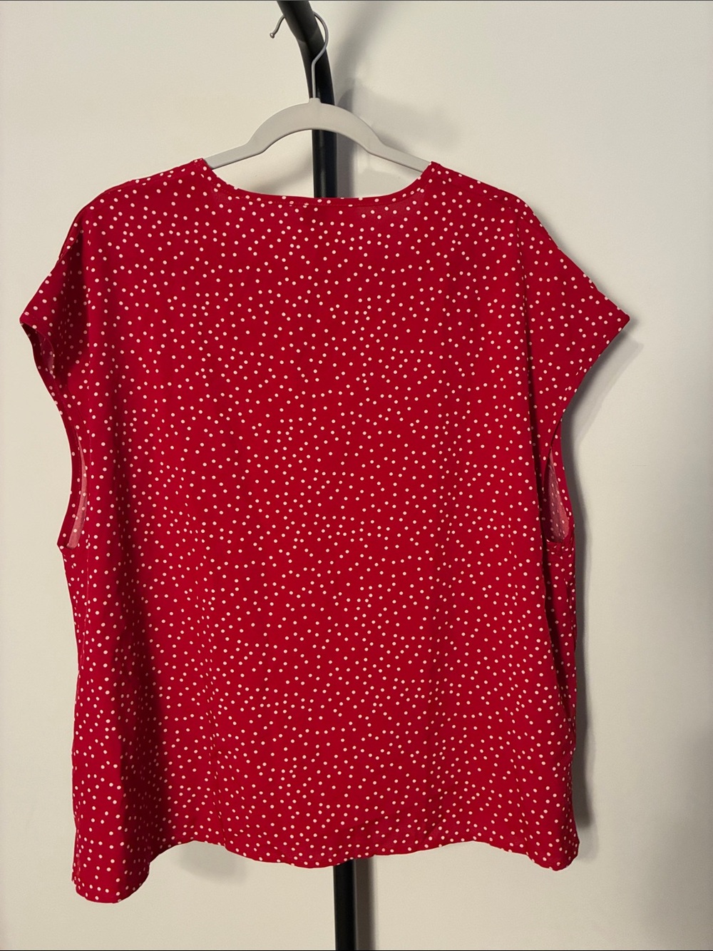 SHEIN Red V-Neck Polka Dot Blouse Short Sleeve Top Plus 3XL - Picture 3 of 7